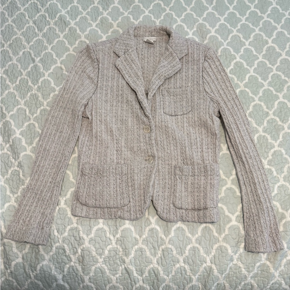 Worthington Light Gray Cable Knit Blazer